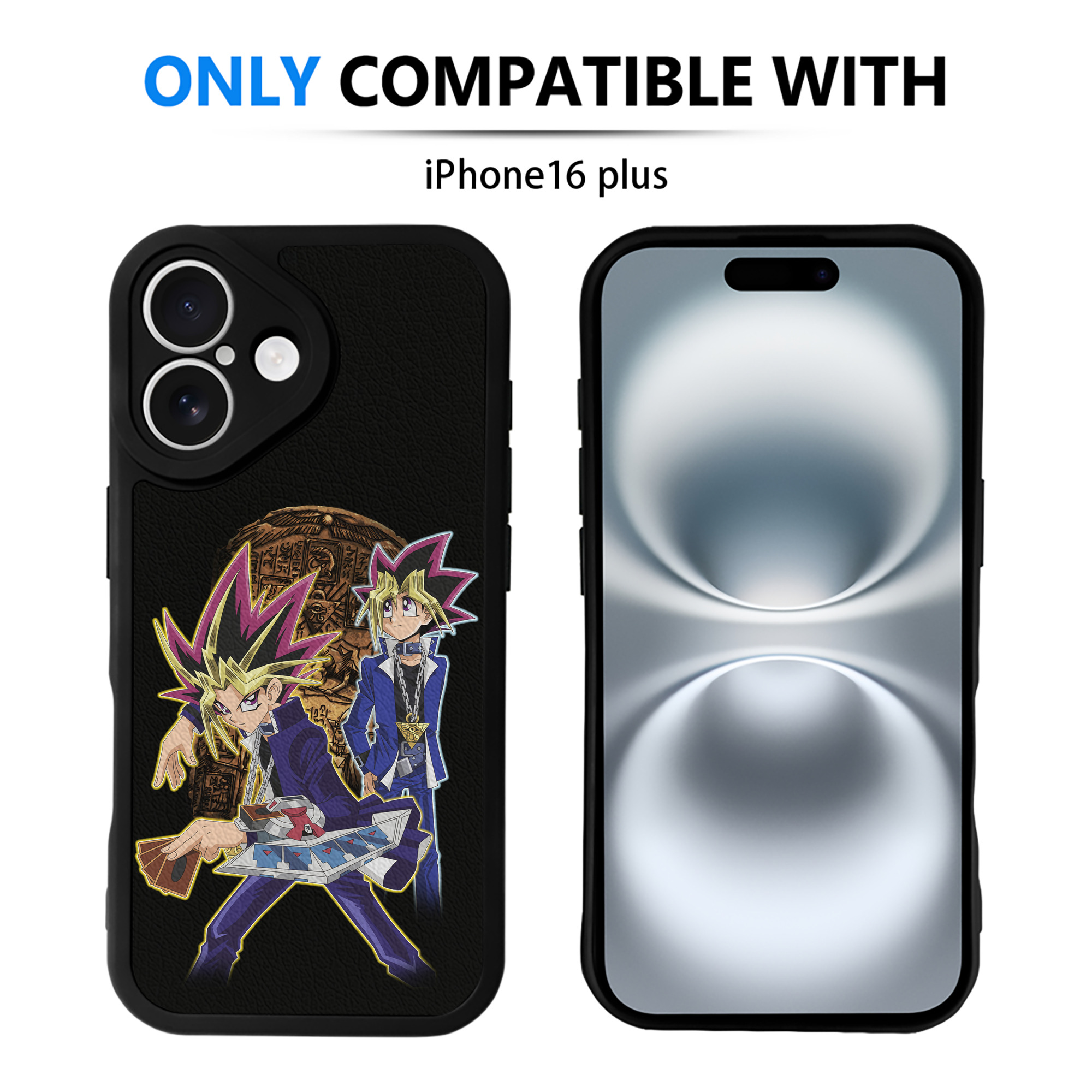 （画像用） 遊☆戯☆王 Yu-Gi-Oh! 【iPhone 16シリーズ対応】シリコンスマホケース（レザー調） 材質：シリコン